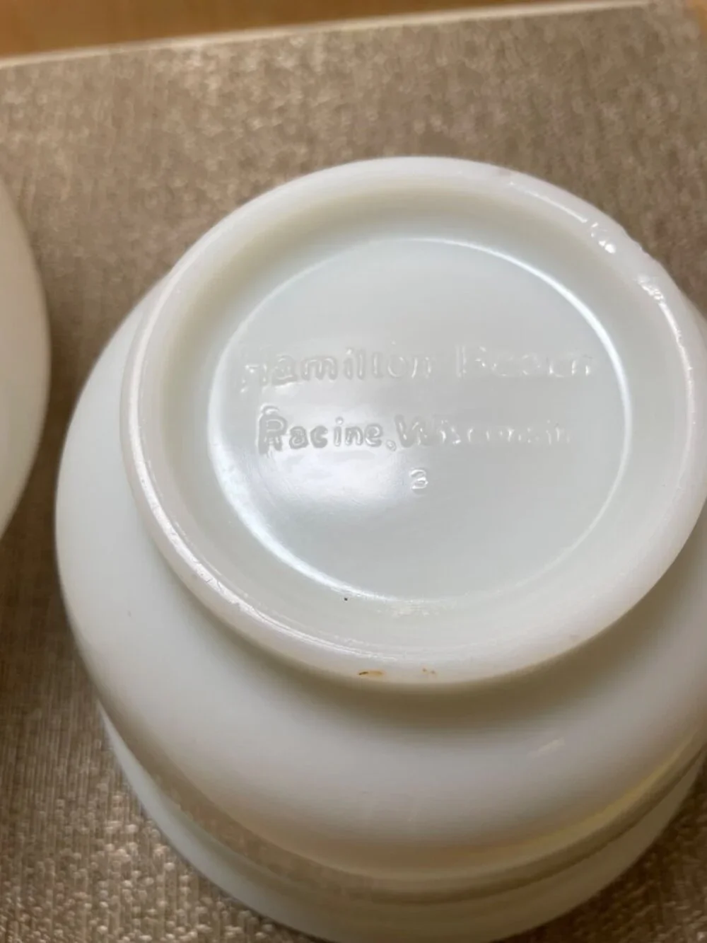 Fire-King White Milk Glass Mixing Bowl Set Made For Sunbeam & Hamilton Beach